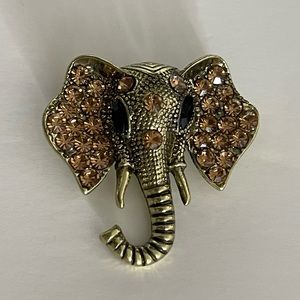 NWT Gold & Rhinestone Elephant Brooch